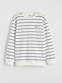 Bisiklet Yaka ?izgili Erkek ?ocuk Sweatshirt