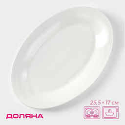 Блюдо овальное c утолщённым краем Доляна White Label, 27.3×18.6×2 см, фарфор, белое