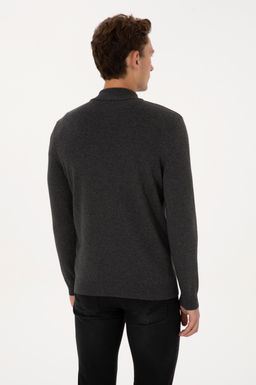Erkek Slim Fit Yar_m Fermuarl_ Antrasit Melanj Basic Kazak - U.s. polo assn фото 5
