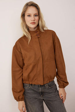 Camel Regular Dik Yaka Astarl? Suet Bomber Mont TWOAW26MO00161 - Trendyolmilla фото 2