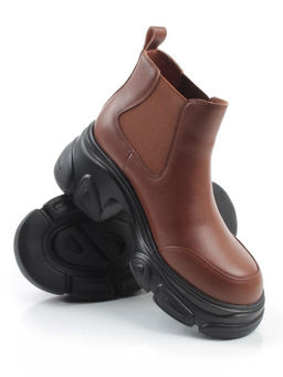 01-H23B40MB BROWN Ботинки демисезонные женские (натуральная кожа, байка)