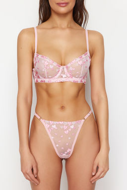 TRENDYOLMILLA Pembe Nak?sl? Dantelli Ip Ask?l? Kaps?z Orme Ic Camas?r? Tak?m? THMAW24CC00015 фото 4