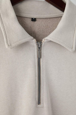 Gri Yeni Oversize/Genis Kesim Fermuarl? Gomlek Yaka Ici Sardonsuz Sweatshirt TMNAW26SW00013 - Trendyolmilla фото 2