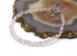 Браслет из циркона огранка 4мм цвет розовый, 17см