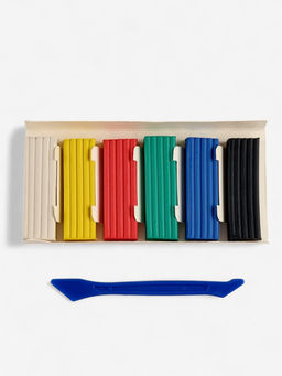 Цена за 2 шт. Восковой пластилин, 6 цветов, 120 г, со стеком, в коробке