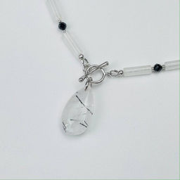 Колье из Кварца с Турмалином и Шпинели 44 см