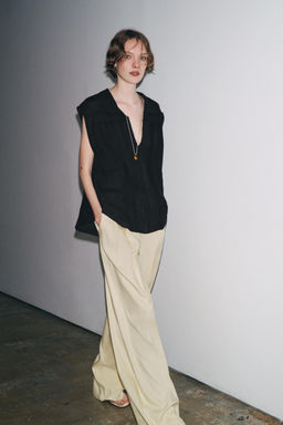 RAMIE BLEND SHIRT WITH PINTUCKS ZW COLLECTION - Zara фото 4