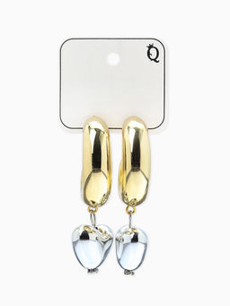 Серьги "Новый стиль", сердечки, цвет золото-серебристый d3см