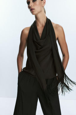 SATIN TOP WITH FRINGING - Zara фото 10
