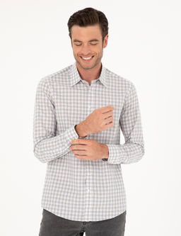 Серая зауженная рубашка с длинным рукавом - Cacharel фото 3