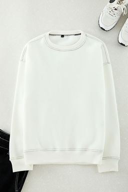 TRENDYOL MAN Antrasit Oversize/Genis Kesim Kontrast Dikis Detayl? Bisiklet Yaka Sweatshirt TMNAW24SW00011 - Trendyolmilla фото 6
