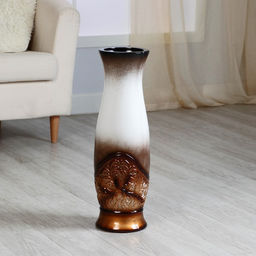 Ваза для цветов напольная «Патаянс», 16×59 см, d внутренний 13 см, керамика, бело-коричневая