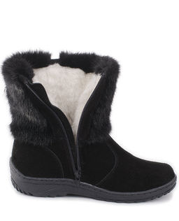 Унты женские на литой подошве. Черные., Черные. Замша. Короткие. Молния.