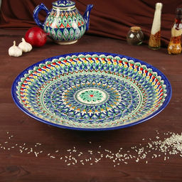 Ляган узбекский Риштанская Керамика «Узоры», d=41 см, МИКС