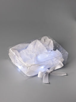 Коробка подарочная пластиковая с тишью и гирляндой «Поздравляю», 16.5 х 12 х 5 см