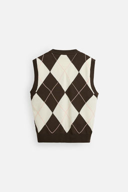 DIAMOND JACQUARD KNIT WAISTCOAT - Zara фото 9
