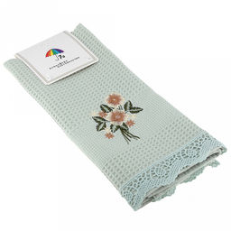 Полотенце кухонное вафельное "Клевер" 40х60см, хлопок 100%, ажурный кант, цвета микс (Китай)