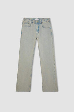 Расклешенный крой, свободный крой, нормальная талия, широкие джинсовые брюки с эффектом потертостей - Defacto фото 8