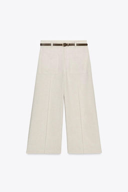 LINEN BLEND CULOTTES WITH BELT - Zara фото 5