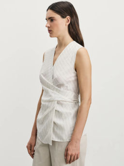 Блуза на запах из вискозы и льна / Zarina  фото 4