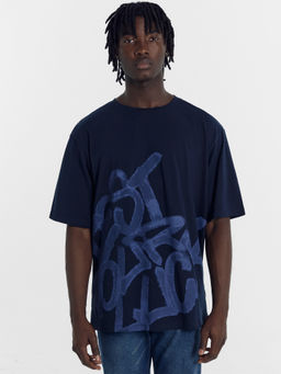 Футболка Mark Formelle мужская из хлопка с эластаном синяя с принтом