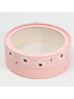 Коробка для макарун, кондитерская упаковка тубус с окном, «Цветы» 16 х 16 х 5 см