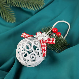 Цена за 2 шт. Ёлочный шар Кружевной новогодний, d=6 см, белый - Зимнее волшебство фото 2