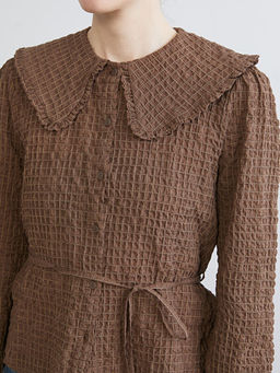 Bebe Yaka Ekose Gofre Kad?n G?mlek