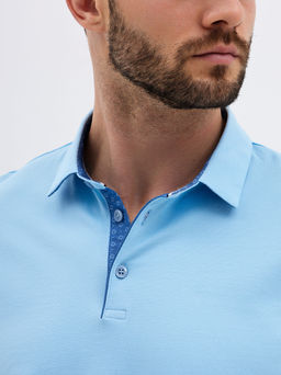 Джемпер мужской с воротником поло короткий рукав GREG G144-PO1246T-SAS201 (голубой)  фото 5