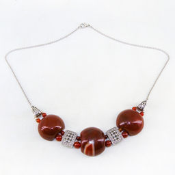 Колье - Коктебель - из сердолика на цепи - 45 см - Сувенир-камни фото 2