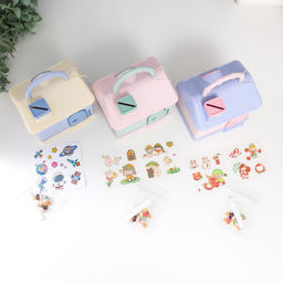 Копилка для денег с замком и ключом «Домик в нежных тонах», наклейки и декор для украшения, пластик, 14×10×13 см, МИКС