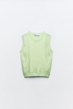 SLEEVELESS SEQUINNED KNIT TOP - Zara фото 6