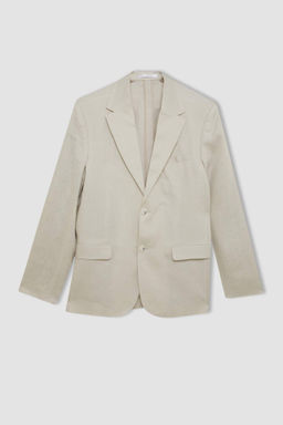 Regular Fit Yar?m Astar Keten Blazer Ceket - Defacto фото 3