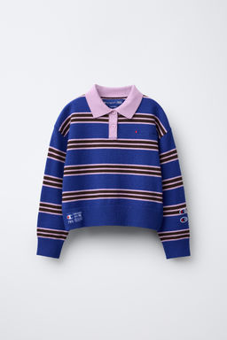 CHAMPION ® X ZARA EMBROIDERED STRIPED KNIT SWEATER