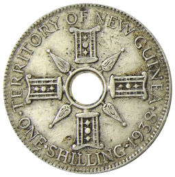 Монета 1 шиллинг 1938 года Британская Новая Гвинея