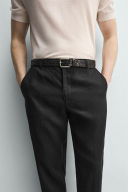 PANTAL?N REGULAR FIT 100% LINO / Negro - Zara фото 5