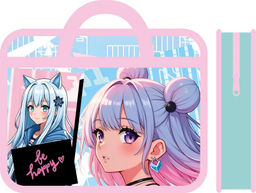 Папка на молнии с ручками А4, ширина 75мм (ПМ-А4-25) "Дейзи" тканевая окантовка