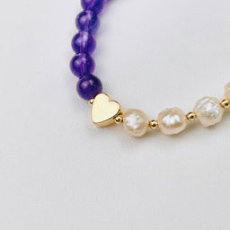 Браслет из Аметиста и Жемчуга 18 см