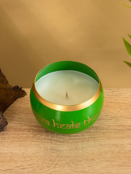 Свеча в чаше Yoga heal the soul, 200 г, 8.5×7 см, соевый воск, зелёная