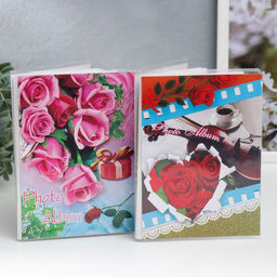 Цена за 12 шт. Фотоальбом на 36 фото 10×15 см «Букет цветов», 16×12 см, МИКС