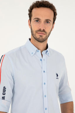 Мужская синяя рубашка с длинным рукавом Неожиданная скидка в корзине - U.s. polo assn фото 2