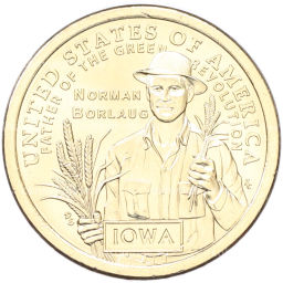 Монета 1 доллар 2026 года P США Американские инновации Айова. Норман Борлоуг (отец Зеленой революции)