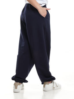 Спортивные брюки с карманами из футера 22-7486 синий - Mini maxi фото 2