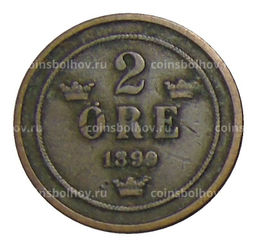 Монета 2 эре 1890 года Швеция