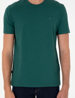 Koyu Ye_il %100 Pamuk Slim Fit Bisiklet Yaka Basic Ti__rt - Pierre cardin фото 6