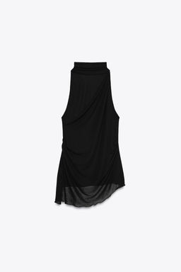 SEMI-SHEER HALTER TOP