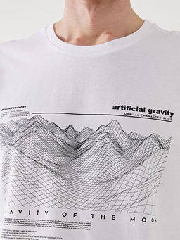 Bisiklet Yaka K?sa Kollu Bask?l? Penye Erkek Ti??rt