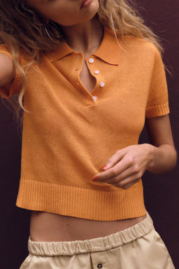 PLAIN KNIT POLO TOP - Zara фото 2