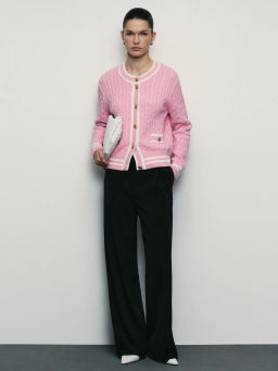 Кардиган с рельефным рисунком из хлопка / Zarina  фото 7