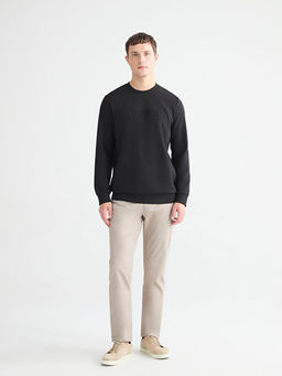 Bisiklet Yaka Bask?l? Erkek Sweatshirt